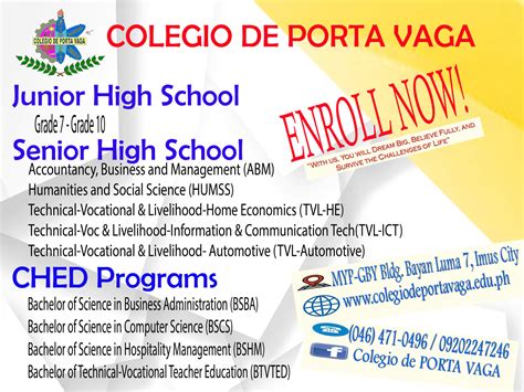 colegio de porta vaga|ENROLLMENT IS STILL ONGOING! .